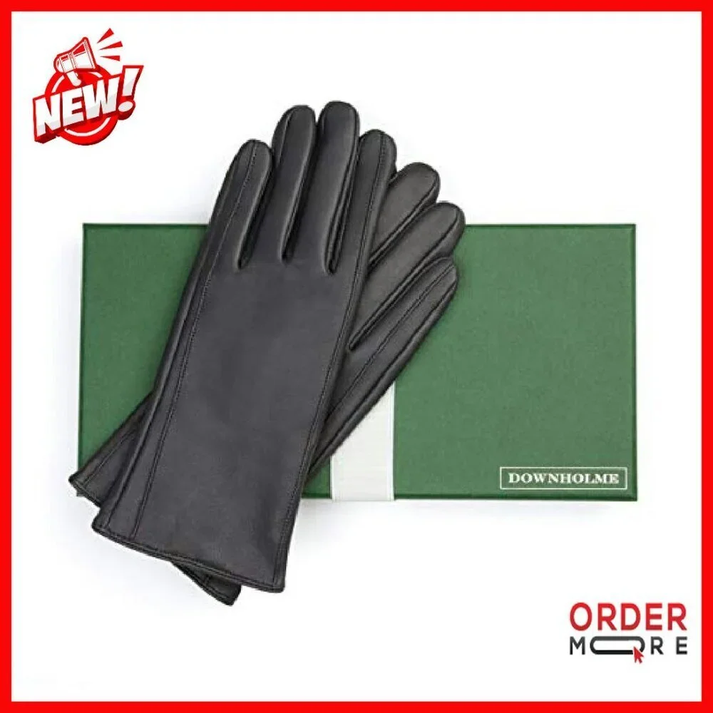 Leather Cashmere Lined Touchscreen Gloves Women's Winter Accessory